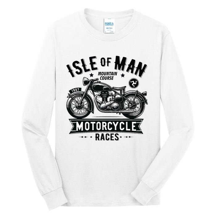 Isle Of Man Tt Races Vintage Motorcycle Retro Design Tall Long Sleeve T-Shirt