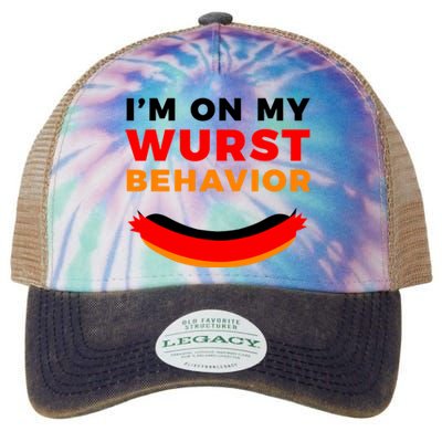 Im On My Wurst Behavior Funny German Oktoberfest Legacy Tie Dye Trucker Hat