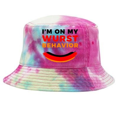 Im On My Wurst Behavior Funny German Oktoberfest Tie-Dyed Bucket Hat