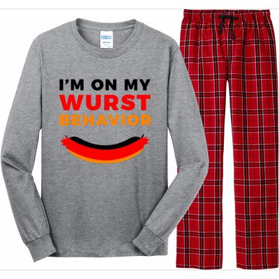 Im On My Wurst Behavior Funny German Oktoberfest Long Sleeve Pajama Set