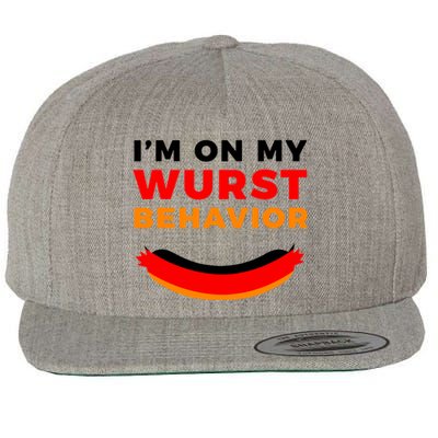 Im On My Wurst Behavior Funny German Oktoberfest Wool Snapback Cap