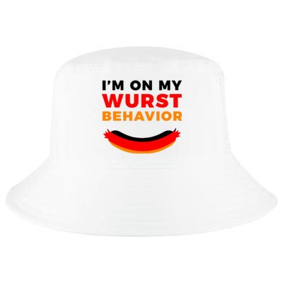 Im On My Wurst Behavior Funny German Oktoberfest Cool Comfort Performance Bucket Hat