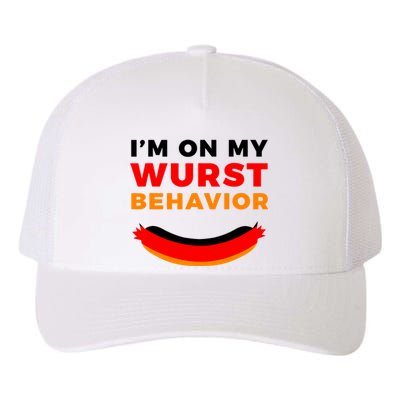 Im On My Wurst Behavior Funny German Oktoberfest Yupoong Adult 5-Panel Trucker Hat