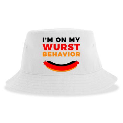 Im On My Wurst Behavior Funny German Oktoberfest Sustainable Bucket Hat