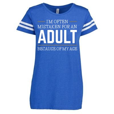 Im Often Mistaken For An Adult Because Of My Age Funny Birthday Gift Enza Ladies Jersey Football T-Shirt