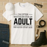 Im Often Mistaken For An Adult Because Of My Age Funny Birthday Gift Tall T-Shirt