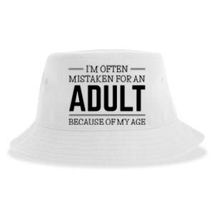 Im Often Mistaken For An Adult Because Of My Age Funny Birthday Gift Sustainable Bucket Hat