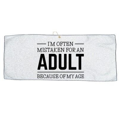 Im Often Mistaken For An Adult Because Of My Age Funny Birthday Gift Large Microfiber Waffle Golf Towel