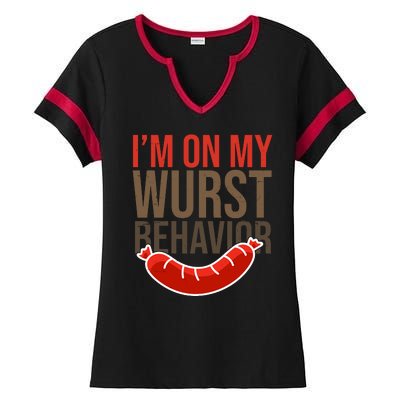 Im On My Wurst Behavior Oktoberfest Ladies Halftime Notch Neck Tee