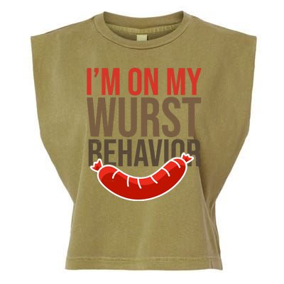 Im On My Wurst Behavior Oktoberfest Garment-Dyed Women's Muscle Tee