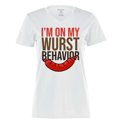 Im On My Wurst Behavior Oktoberfest Women's Momentum V-Neck T-Shirt