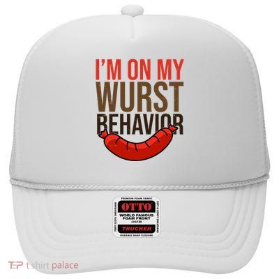 Im On My Wurst Behavior Oktoberfest High Crown Mesh Back Trucker Hat