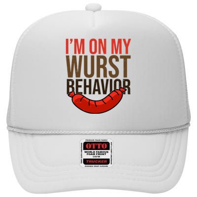 Im On My Wurst Behavior Oktoberfest High Crown Mesh Back Trucker Hat