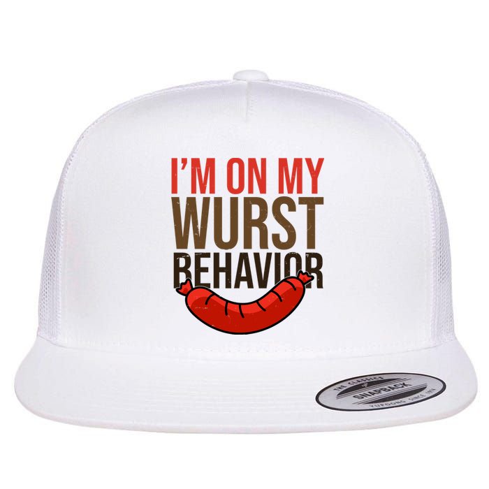 Im On My Wurst Behavior Oktoberfest Flat Bill Trucker Hat