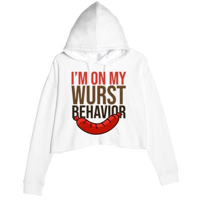 Im On My Wurst Behavior Oktoberfest Crop Fleece Hoodie