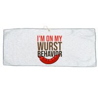 Im On My Wurst Behavior Oktoberfest Large Microfiber Waffle Golf Towel