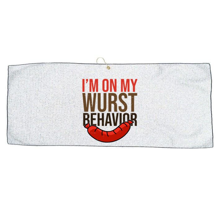 Im On My Wurst Behavior Oktoberfest Large Microfiber Waffle Golf Towel