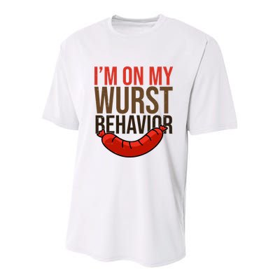 Im On My Wurst Behavior Oktoberfest Youth Performance Sprint T-Shirt