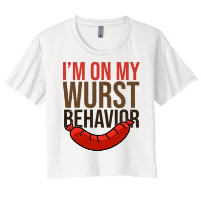 Im On My Wurst Behavior Oktoberfest Women's Crop Top Tee