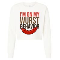 Im On My Wurst Behavior Oktoberfest Cropped Pullover Crew