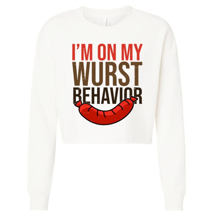 Im On My Wurst Behavior Oktoberfest Cropped Pullover Crew