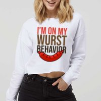 Im On My Wurst Behavior Oktoberfest Cropped Pullover Crew