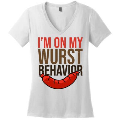 Im On My Wurst Behavior Oktoberfest Women's V-Neck T-Shirt