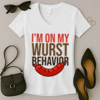 Im On My Wurst Behavior Oktoberfest Women's V-Neck T-Shirt
