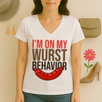 Im On My Wurst Behavior Oktoberfest Women's V-Neck T-Shirt