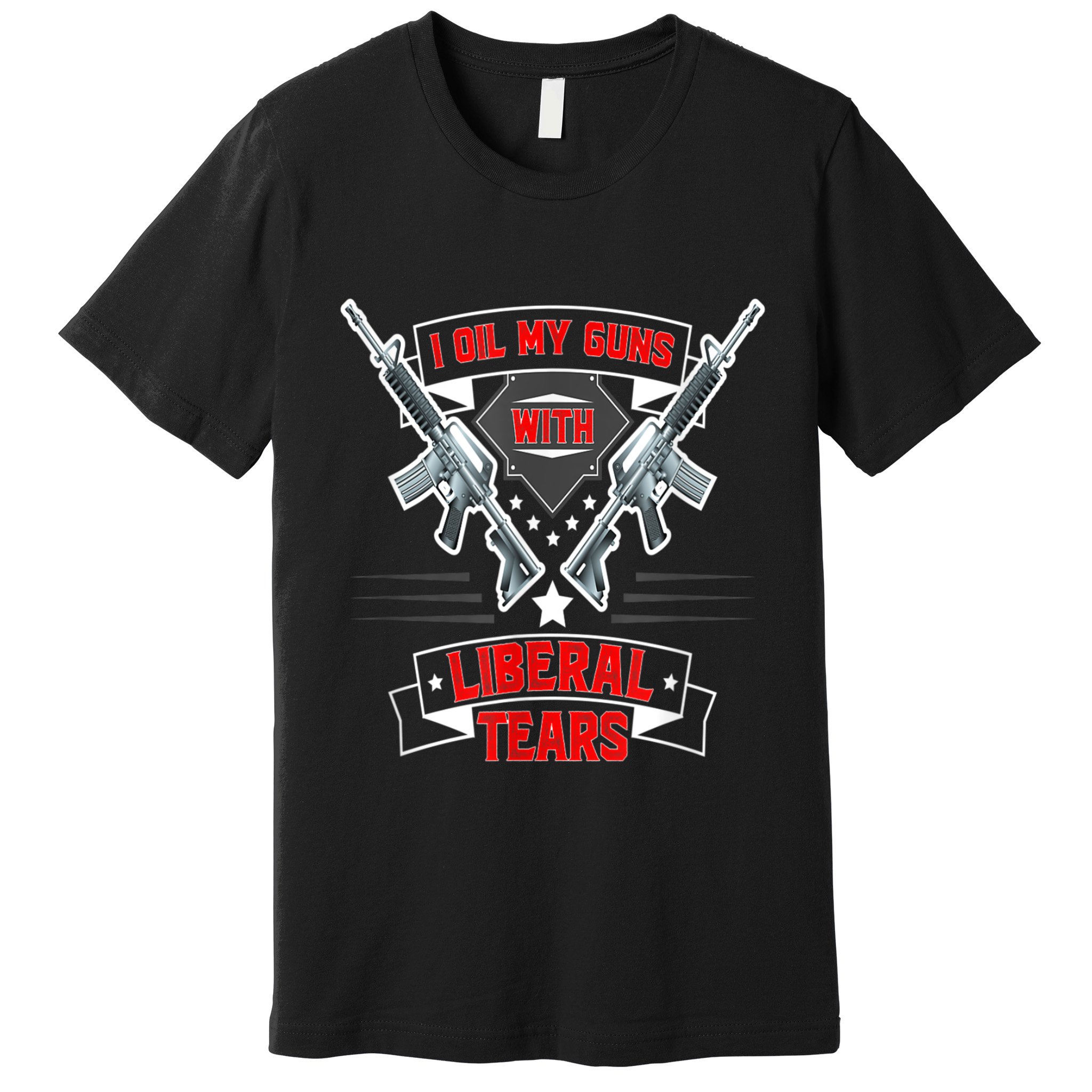 I Oil My Guns With Liberal Tears Gun American Flag Patriots Premium T-Shirt