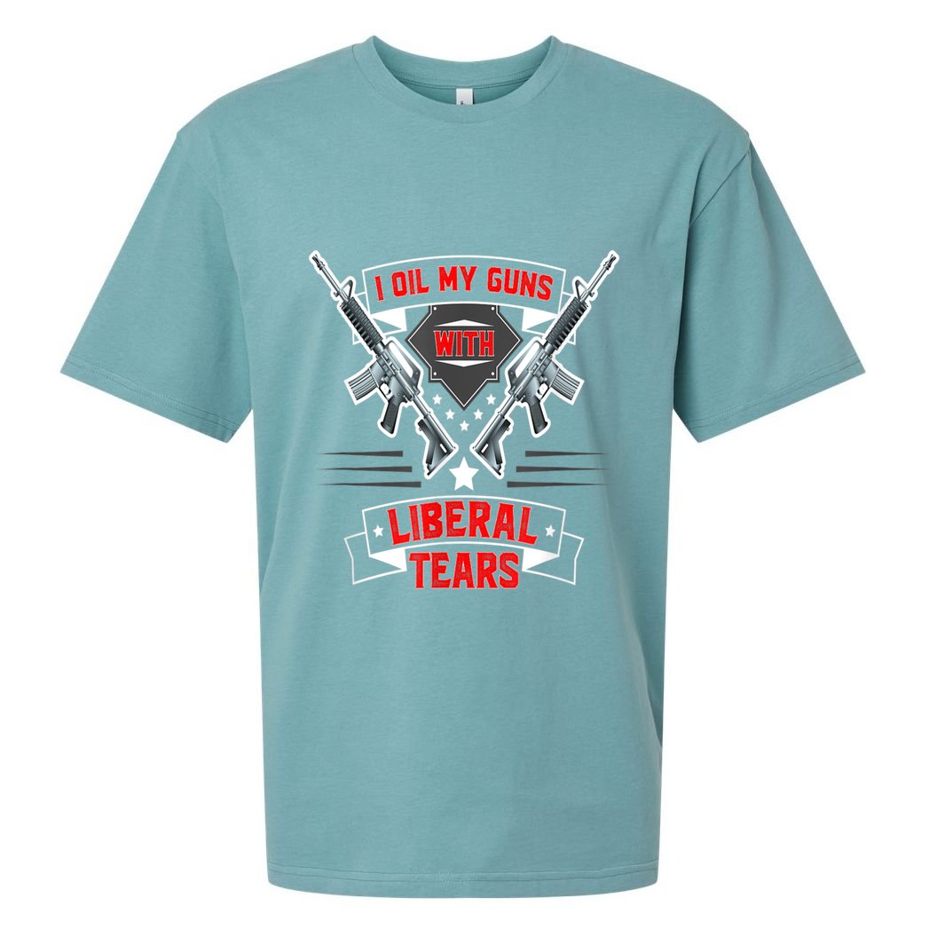 I Oil My Guns With Liberal Tears Gun American Flag Patriots Sueded Cloud Jersey T-Shirt