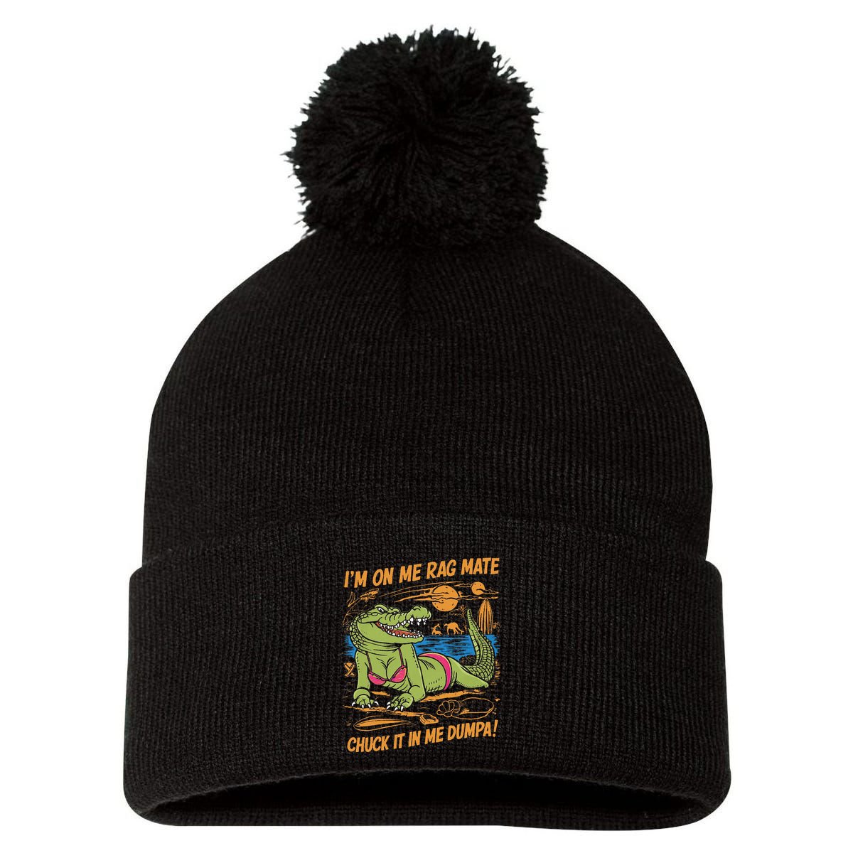 IM On Me Rag Mate Chuck It In Me Dumpa Pom Pom 12in Knit Beanie