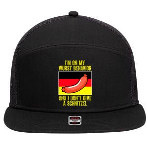 Im On My Wurst Behavior And I Dont Give A Schnitzel Oktoberfest 7 Panel Mesh Trucker Snapback Hat