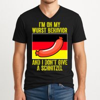 Im On My Wurst Behavior And I Dont Give A Schnitzel Oktoberfest V-Neck T-Shirt