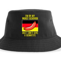 Im On My Wurst Behavior And I Dont Give A Schnitzel Oktoberfest Sustainable Bucket Hat