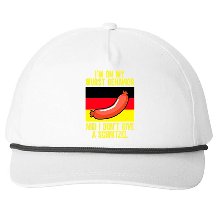 Im On My Wurst Behavior And I Dont Give A Schnitzel Oktoberfest Snapback Five-Panel Rope Hat