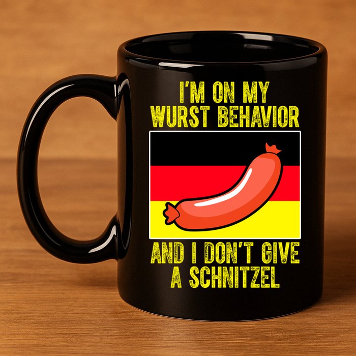Im On My Wurst Behavior And I Dont Give A Schnitzel Oktoberfest 11oz C Handle Ceramic Mug