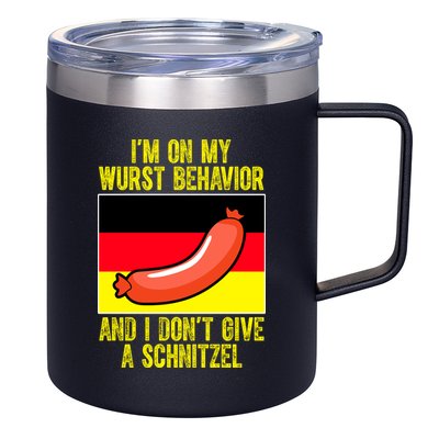 Im On My Wurst Behavior And I Dont Give A Schnitzel Oktoberfest 12oz Stainless Steel Coffee Mug