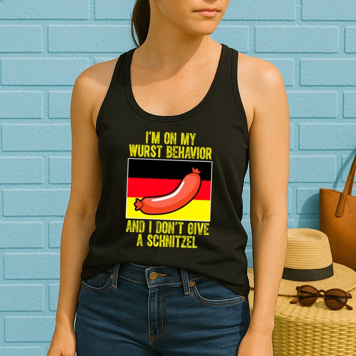 Im On My Wurst Behavior And I Dont Give A Schnitzel Oktoberfest Womens Tank Top