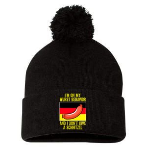 Im On My Wurst Behavior And I Dont Give A Schnitzel Oktoberfest Pom Pom 12in Knit Beanie