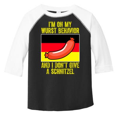 Im On My Wurst Behavior And I Dont Give A Schnitzel Oktoberfest Toddler Fine Jersey T-Shirt