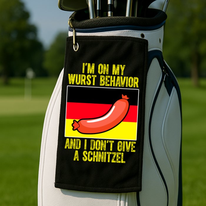 Im On My Wurst Behavior And I Dont Give A Schnitzel Oktoberfest Golf Towel