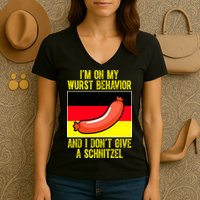 Im On My Wurst Behavior And I Dont Give A Schnitzel Oktoberfest Women's V-Neck T-Shirt