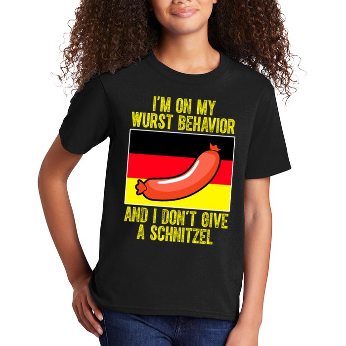 Im On My Wurst Behavior And I Dont Give A Schnitzel Oktoberfest Kids T-Shirt