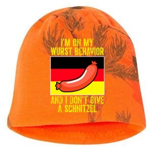 Im On My Wurst Behavior And I Dont Give A Schnitzel Oktoberfest Kati - Camo Knit Beanie