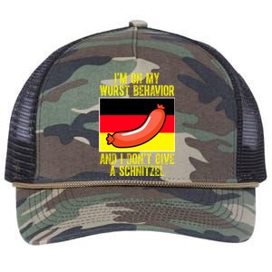 Im On My Wurst Behavior And I Dont Give A Schnitzel Oktoberfest Retro Rope Trucker Hat Cap