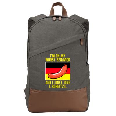 Im On My Wurst Behavior And I Dont Give A Schnitzel Oktoberfest Cotton Canvas Backpack