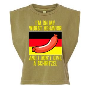 Im On My Wurst Behavior And I Dont Give A Schnitzel Oktoberfest Garment-Dyed Women's Muscle Tee