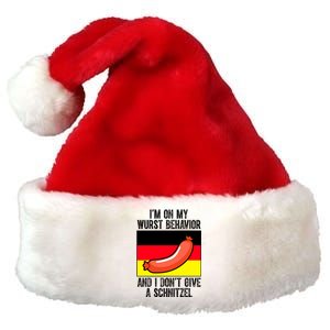 Im On My Wurst Behavior And I Dont Give A Schnitzel Oktoberfest Premium Christmas Santa Hat