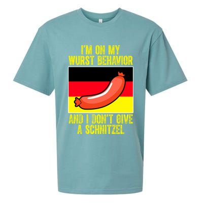 Im On My Wurst Behavior And I Dont Give A Schnitzel Oktoberfest Sueded Cloud Jersey T-Shirt